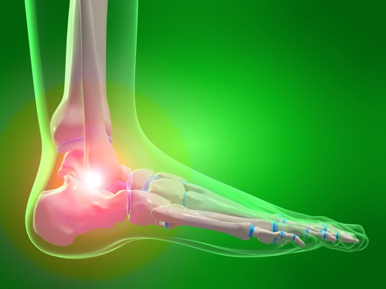 illustration of side of foot on green background